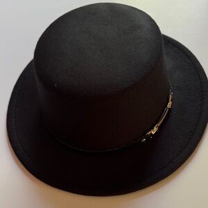 New “The Melania”   Black Felt Stylish  Hat with Gold Accent on Band ! NEW